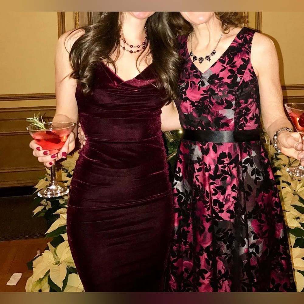 LULUS Red Velvet Midi Dress Size S